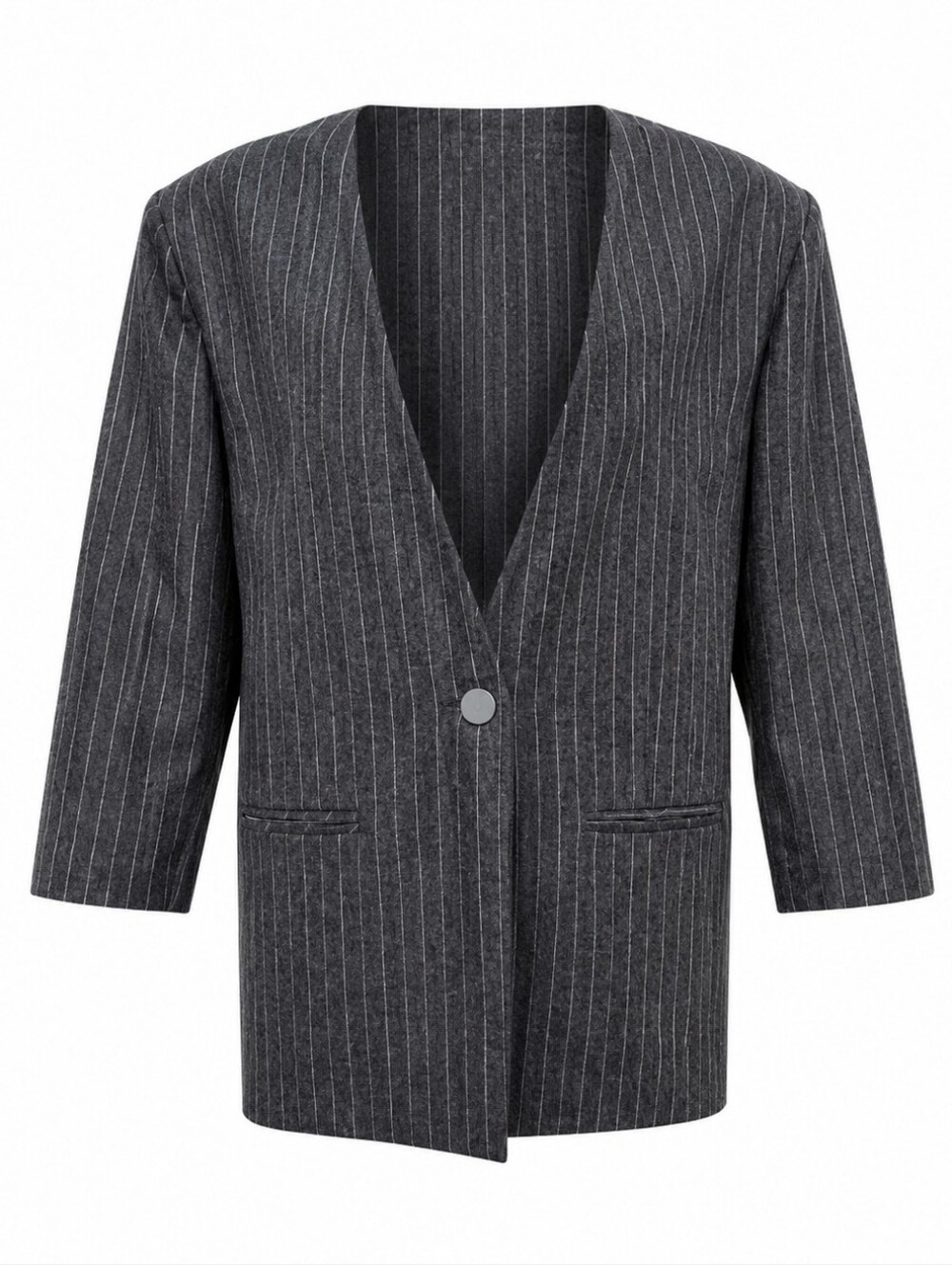 Savannah vintage women's grey pinstripes blazer size L